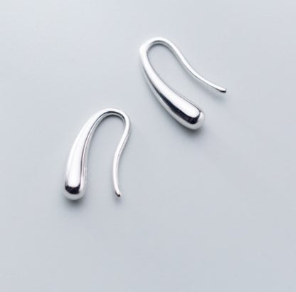 1 Pair Lady Simple Style Water Droplets Sterling Silver Earrings