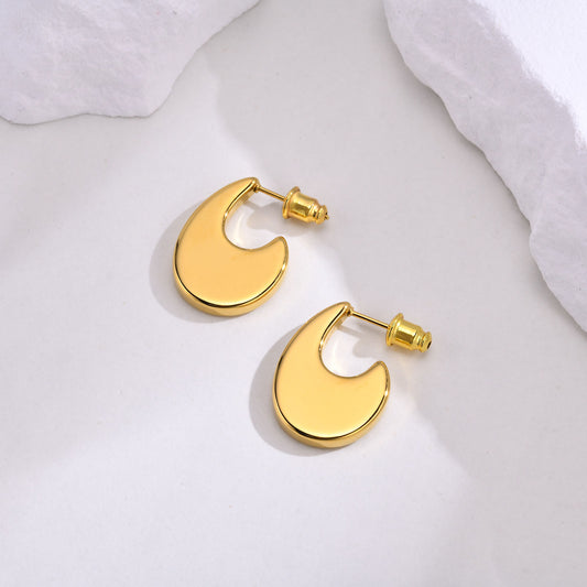 1 Pair Simple Style Classic Style Solid Color Polishing Plating Stainless Steel 18k Gold Plated Earrings