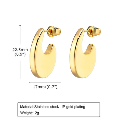 1 Pair Simple Style Classic Style Solid Color Polishing Plating Stainless Steel 18k Gold Plated Earrings