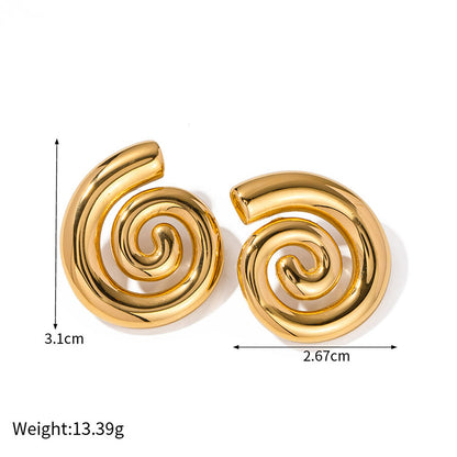 1 Pair Vintage Style Luxurious Solid Color Plating Stainless Steel 18k Gold Plated Ear Studs