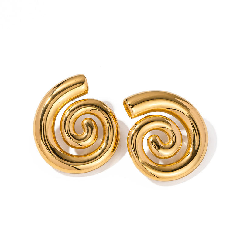 1 Pair Vintage Style Luxurious Solid Color Plating Stainless Steel 18k Gold Plated Ear Studs