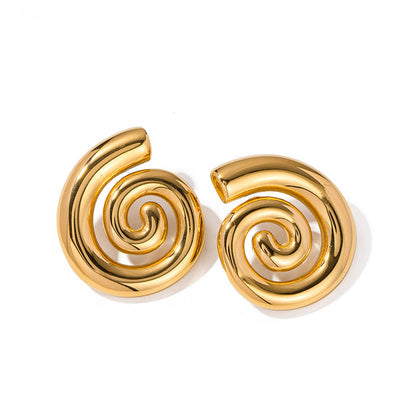 1 Pair Vintage Style Luxurious Solid Color Plating Stainless Steel 18k Gold Plated Ear Studs