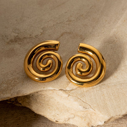 1 Pair Vintage Style Luxurious Solid Color Plating Stainless Steel 18k Gold Plated Ear Studs