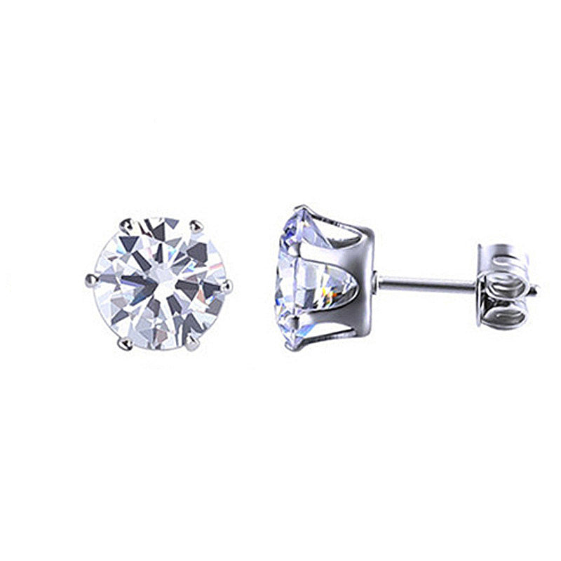 1 Pair Hip-hop Solid Color Inlay Stainless Steel Zircon Ear Studs