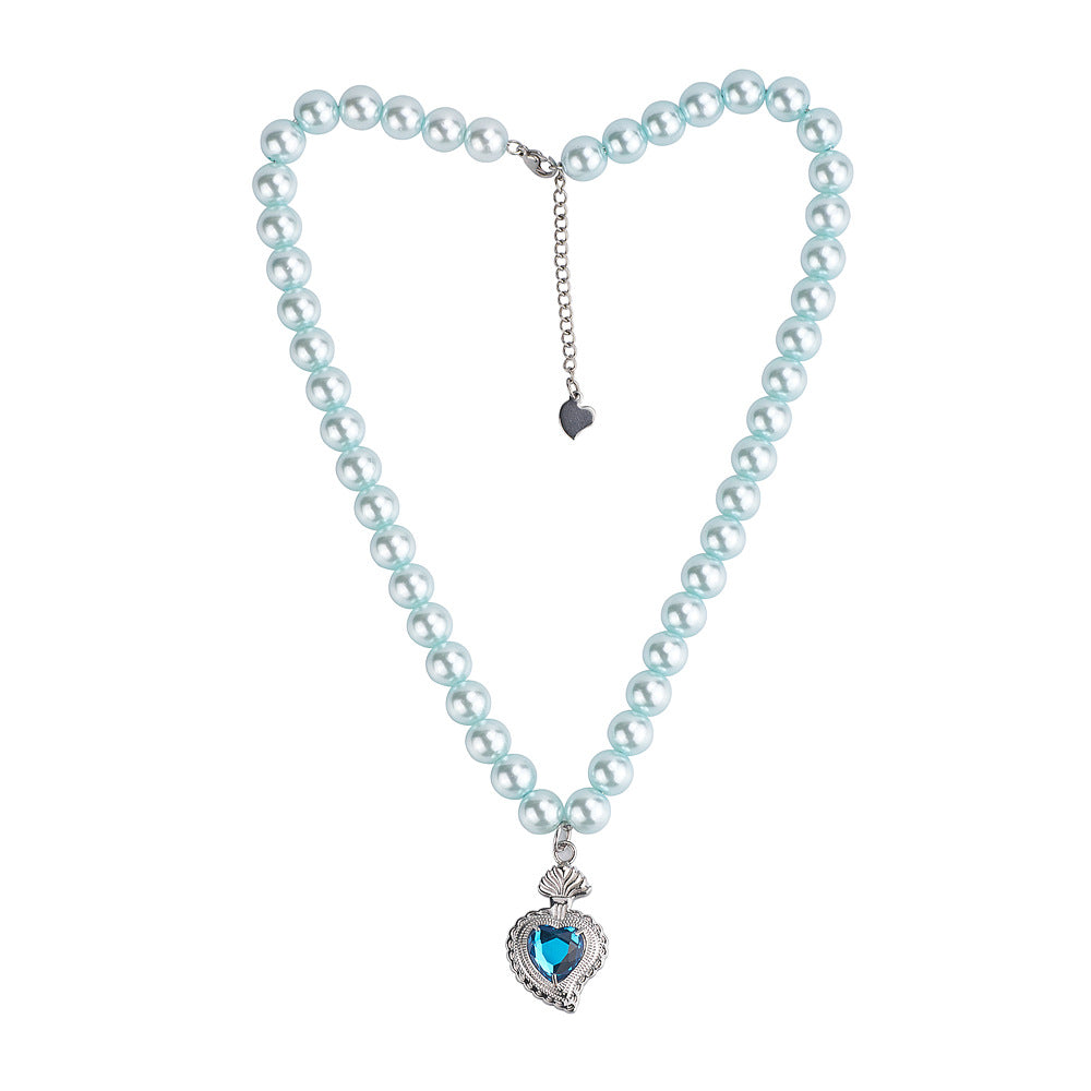 Simple Style Commute Heart Shape Stainless Steel Imitation Pearl Beaded Pendant Necklace