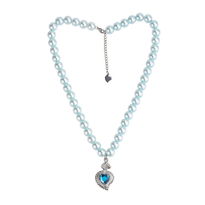 Simple Style Commute Heart Shape Stainless Steel Imitation Pearl Beaded Pendant Necklace