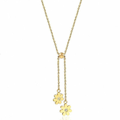 Casual Simple Style Flower Titanium Steel Plating Pendant Necklace