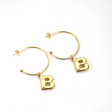 1 Pair Simple Style Commute Letter Plating Titanium Steel Gold Plated Drop Earrings