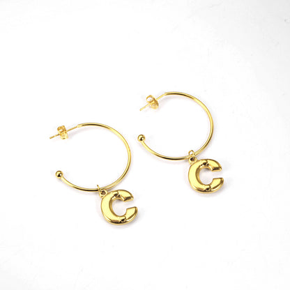 1 Pair Simple Style Commute Letter Plating Titanium Steel Gold Plated Drop Earrings