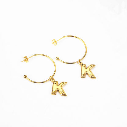 1 Pair Simple Style Commute Letter Plating Titanium Steel Gold Plated Drop Earrings