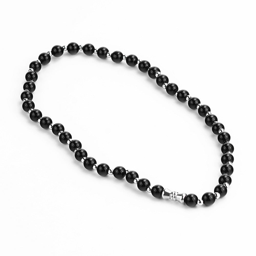 Hip-hop Round Stainless Steel Beaded Necklace