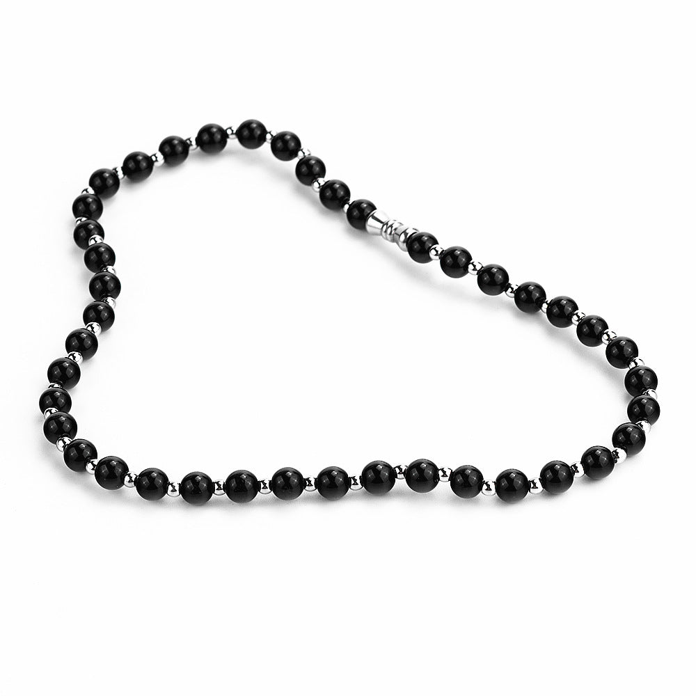 Hip-hop Round Stainless Steel Beaded Necklace