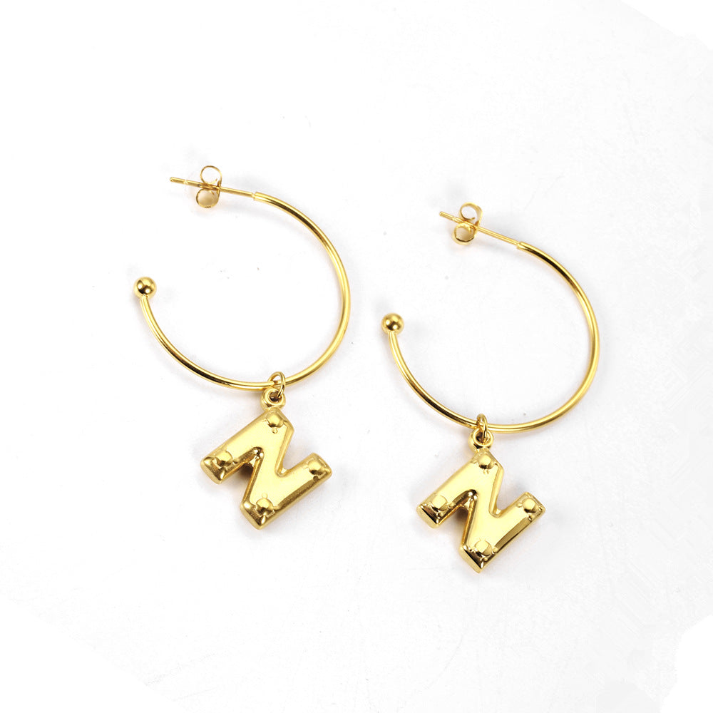 1 Pair Simple Style Commute Letter Plating Titanium Steel Gold Plated Drop Earrings