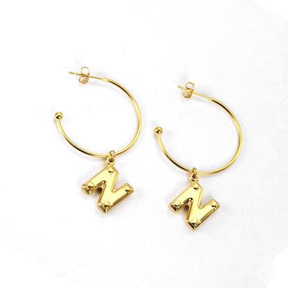 1 Pair Simple Style Commute Letter Plating Titanium Steel Gold Plated Drop Earrings