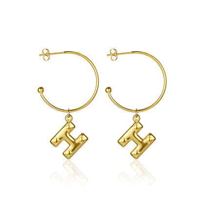 1 Pair Simple Style Commute Letter Plating Titanium Steel Gold Plated Drop Earrings