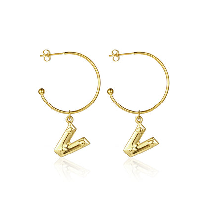 1 Pair Simple Style Commute Letter Plating Titanium Steel Gold Plated Drop Earrings