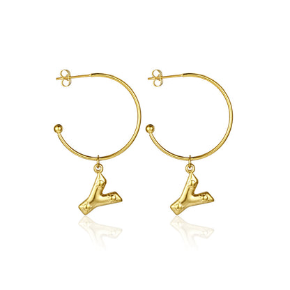 1 Pair Simple Style Commute Letter Plating Titanium Steel Gold Plated Drop Earrings