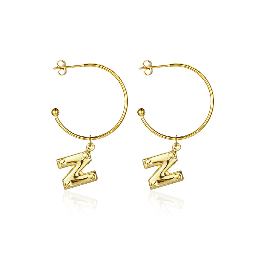 1 Pair Simple Style Commute Letter Plating Titanium Steel Gold Plated Drop Earrings