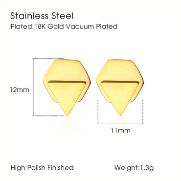 1 Pair Simple Style Classic Style Heart Shape Plating Stainless Steel Gold Plated Ear Studs