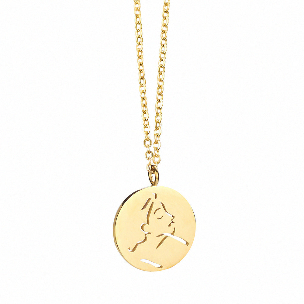 Simple Style Solid Color Stainless Steel Plating Gold Plated Pendant Necklace