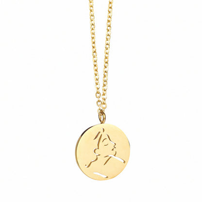 Simple Style Solid Color Stainless Steel Plating Gold Plated Pendant Necklace