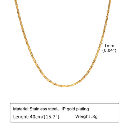 Wholesale Simple Style Solid Color Stainless Steel Handmade Plating 18k Gold Plated Necklace