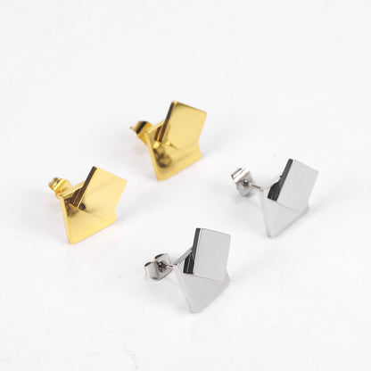 1 Pair Simple Style Solid Color Plating Stainless Steel Gold Plated Ear Studs