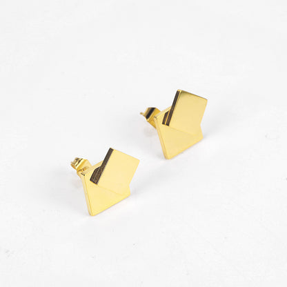 1 Pair Simple Style Solid Color Plating Stainless Steel Gold Plated Ear Studs