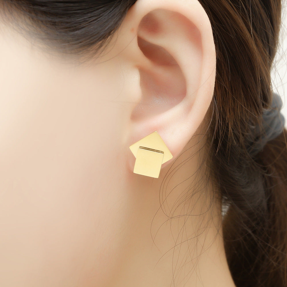 1 Pair Simple Style Solid Color Plating Stainless Steel Gold Plated Ear Studs