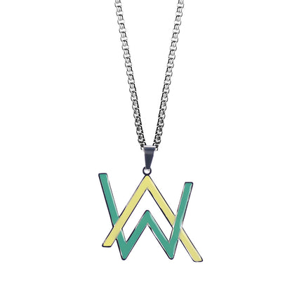 Wholesale Hip-hop Color Block Titanium Steel Irregular Luminous Pendant Necklace