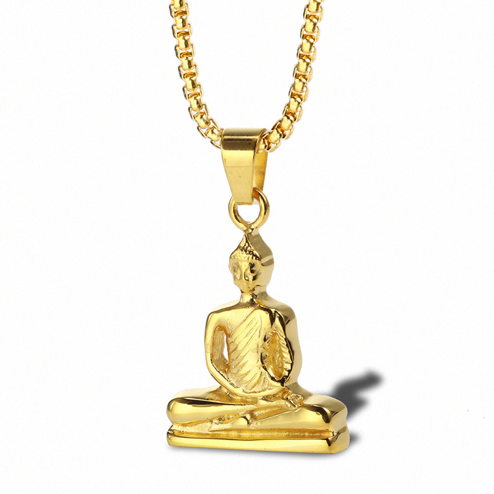 Wholesale Chinoiserie Solid Color Stainless Steel Plating Gold Plated Pendant Necklace