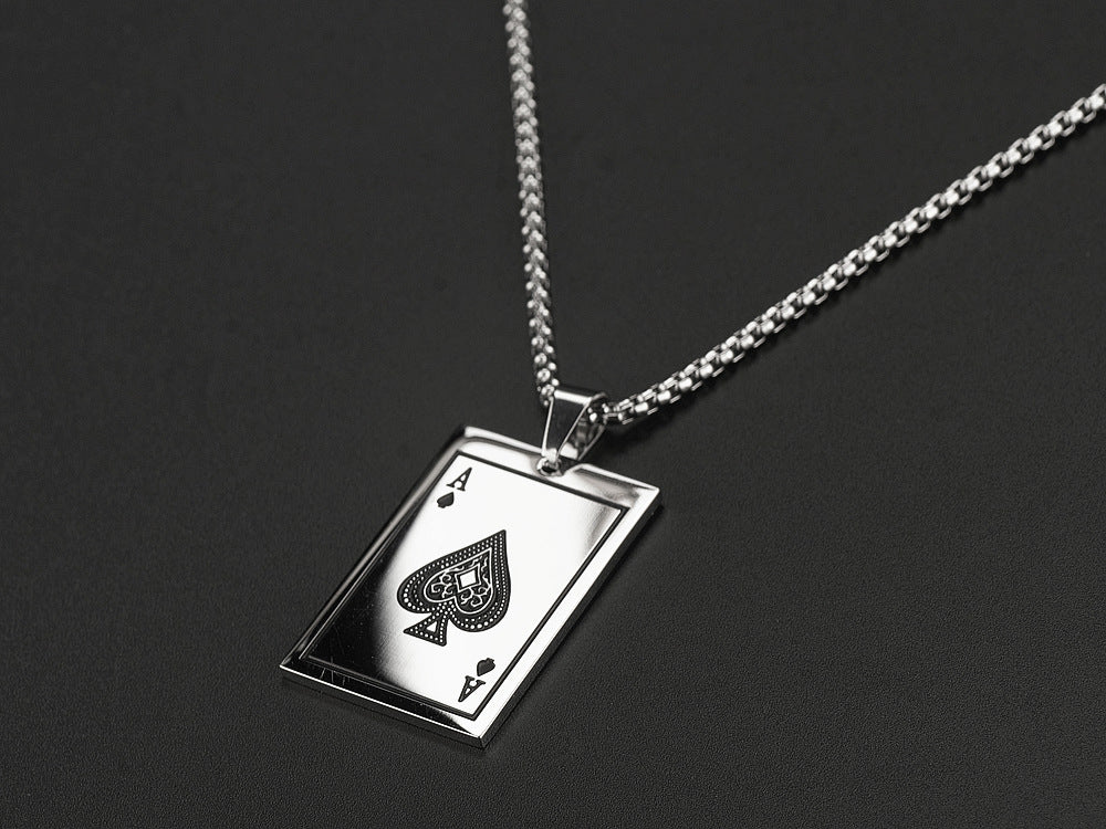 Wholesale Hip-hop Retro Color Block Titanium Steel Enamel Pendant Necklace