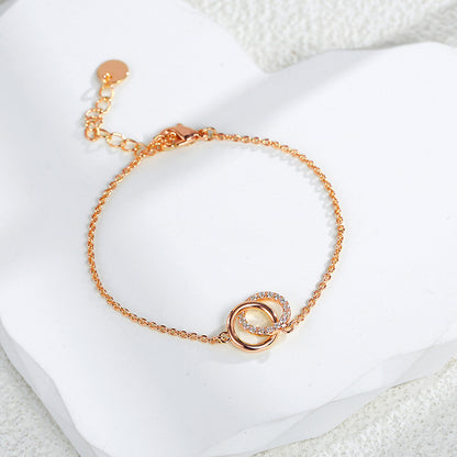 Simple Style Solid Color Copper Inlay Rhinestones Zircon 18k Gold Plated Rose Gold Plated Silver Plated Bracelets