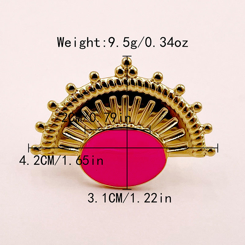 Vintage Style Exaggerated Sector Flower Butterfly Stainless Steel Enamel Plating Inlay Zircon Gold Plated Rings