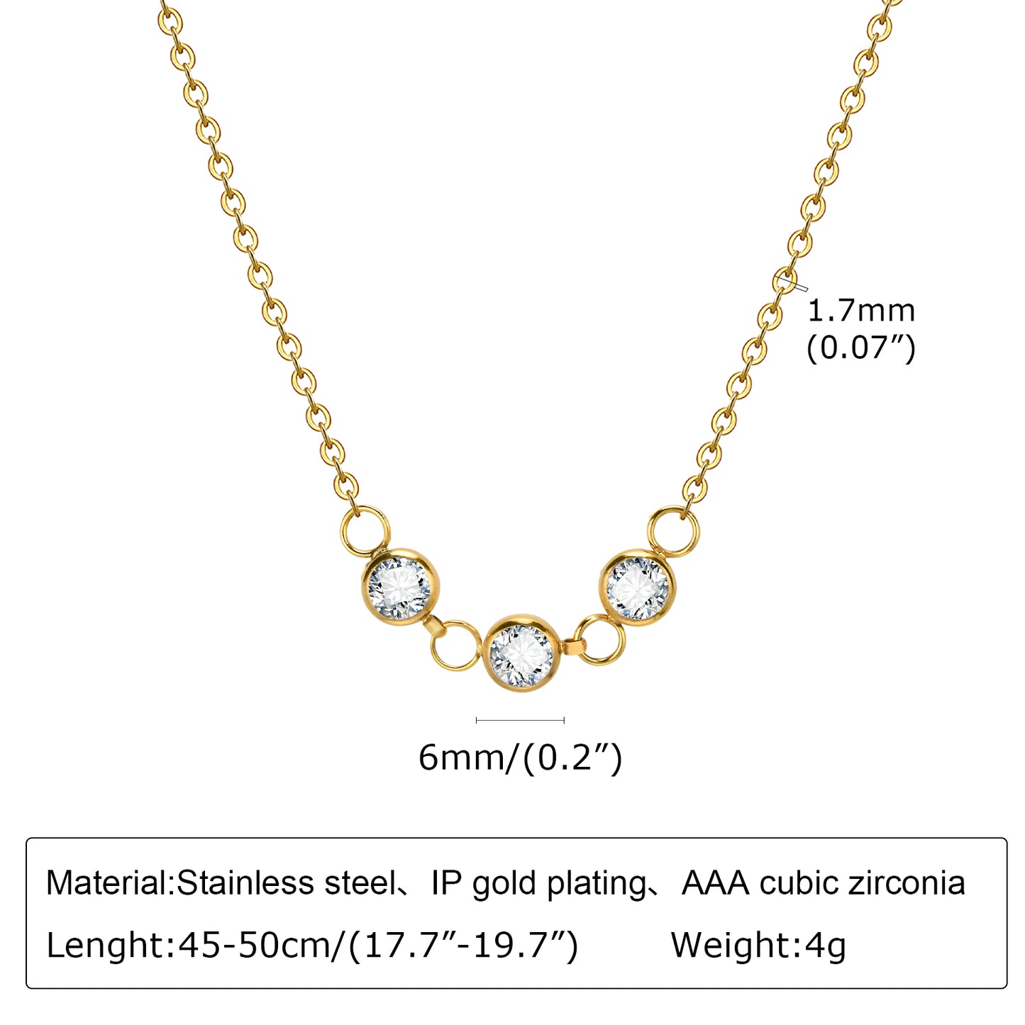 Simple Style Round Titanium Steel Plating Inlay Zircon Gold Plated Necklace