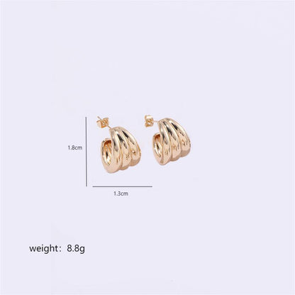 1 Pair Simple Style Semicircle Plating Copper 18k Gold Plated White Gold Plated Ear Studs