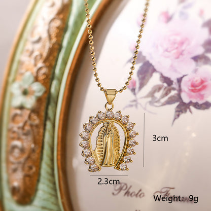 Simple Style Solid Color Copper Plating Inlay Zircon 18k Gold Plated Pendant Necklace