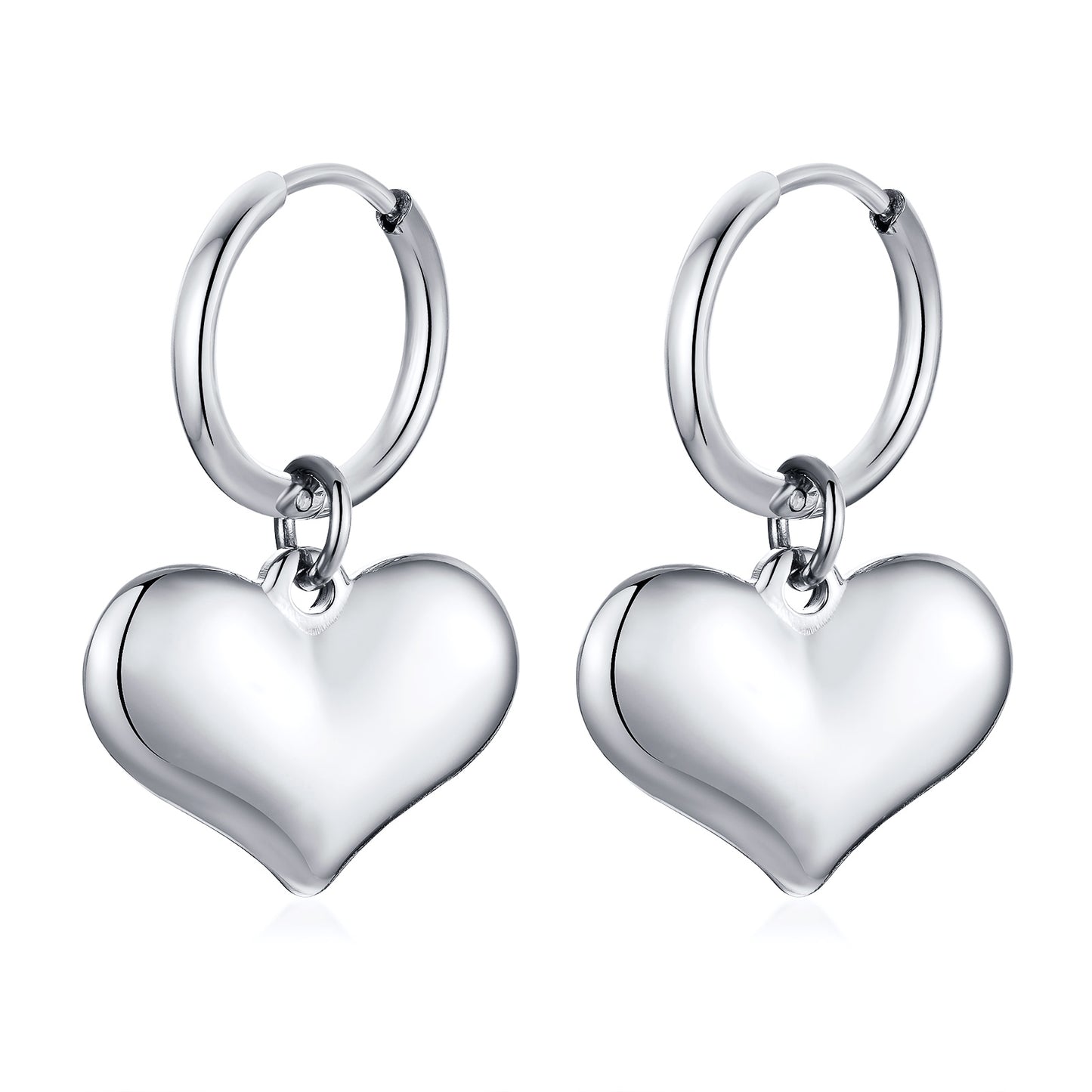 1 Pair Simple Style Heart Shape Plating Stainless Steel Gold Plated Drop Earrings