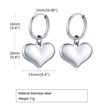 1 Pair Simple Style Heart Shape Plating Stainless Steel Gold Plated Drop Earrings