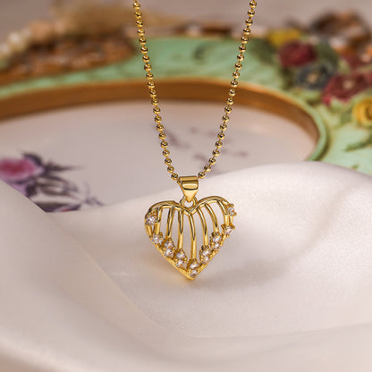 Simple Style Commute Heart Shape Copper Plating Inlay Zircon 18k Gold Plated Pendant Necklace