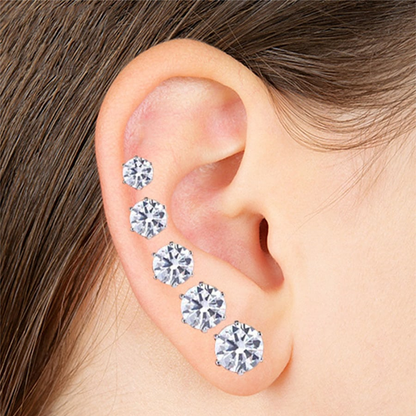 5 Pairs Basic Modern Style Geometric Inlay Stainless Steel Zircon Ear Studs