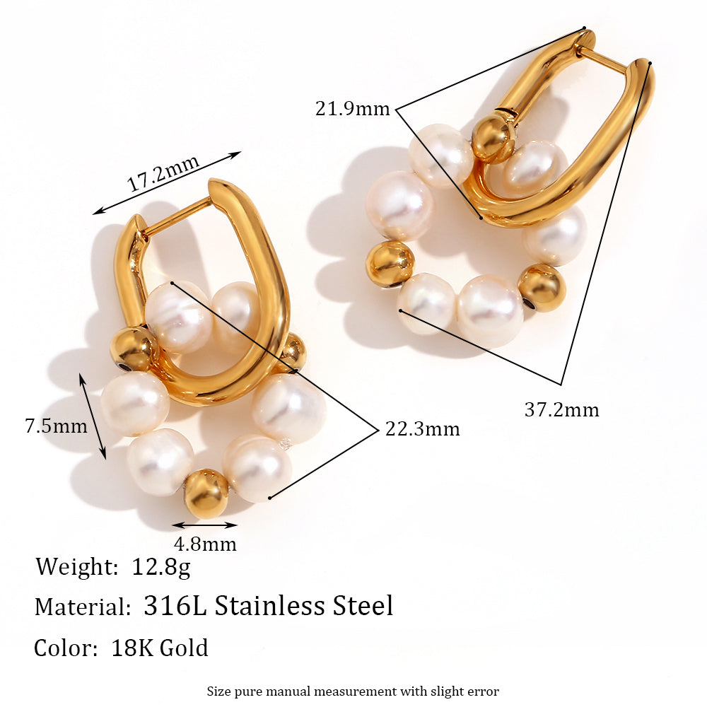 1 Pair Vintage Style Simple Style Round Plating Stainless Steel 18k Gold Plated Earrings