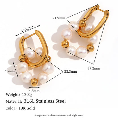 1 Pair Vintage Style Simple Style Round Plating Stainless Steel 18k Gold Plated Earrings