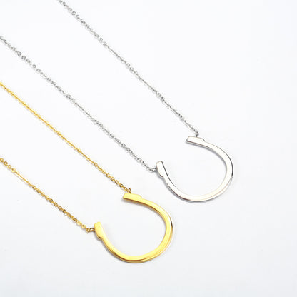 Wholesale Simple Style Solid Color Titanium Steel Plating Gold Plated Pendant Necklace