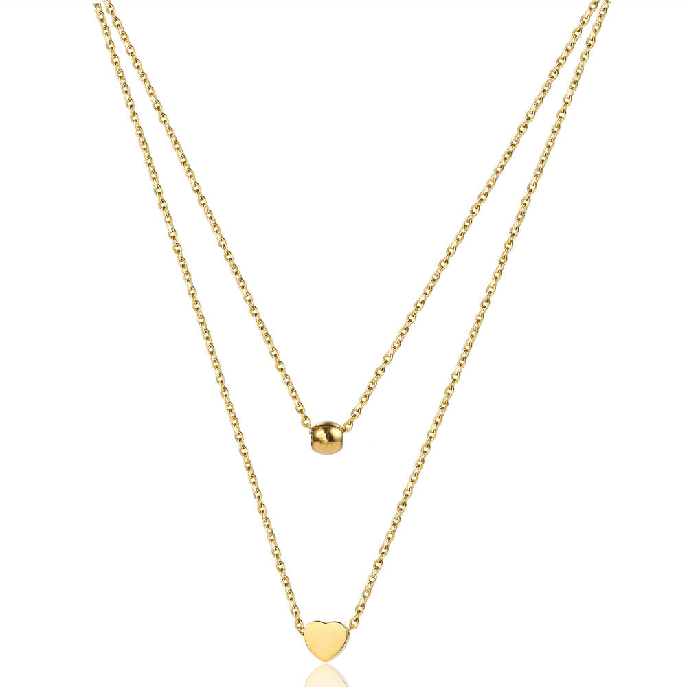 Simple Style Commute Solid Color Titanium Steel Plating Gold Plated Layered Necklaces