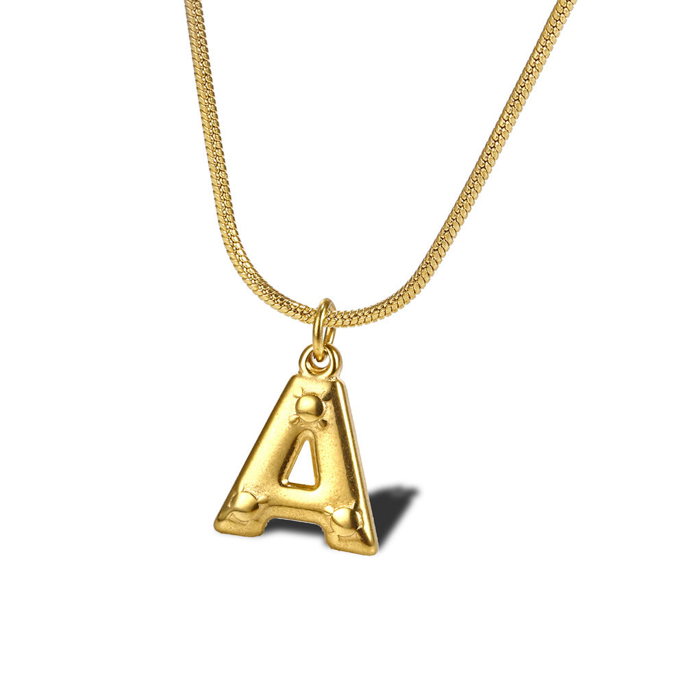 Wholesale Simple Style Commute Letter Titanium Steel Plating Gold Plated Pendant Necklace