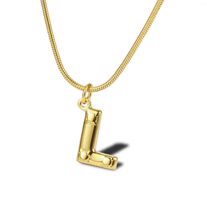 Wholesale Simple Style Commute Letter Titanium Steel Plating Gold Plated Pendant Necklace