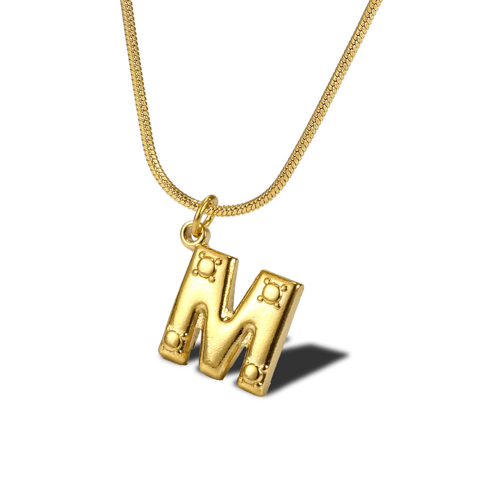 Wholesale Simple Style Commute Letter Titanium Steel Plating Gold Plated Pendant Necklace