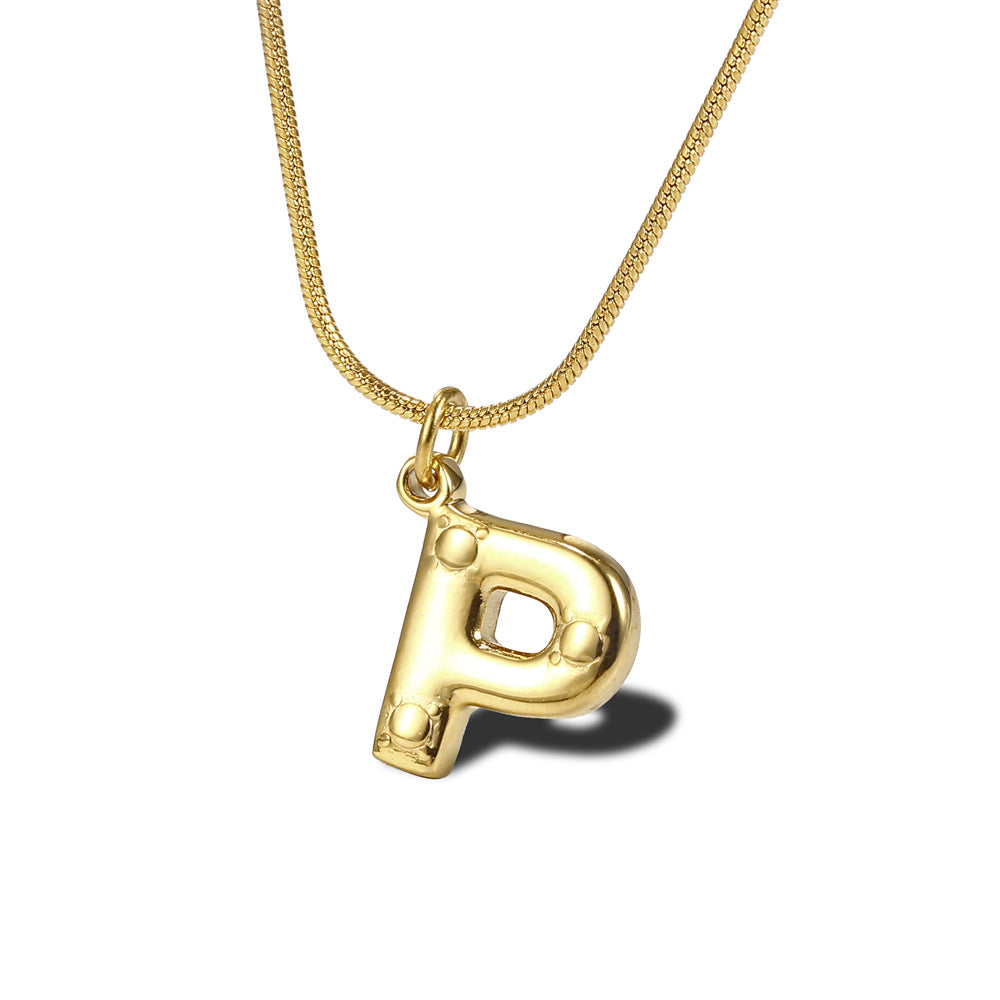 Wholesale Simple Style Commute Letter Titanium Steel Plating Gold Plated Pendant Necklace