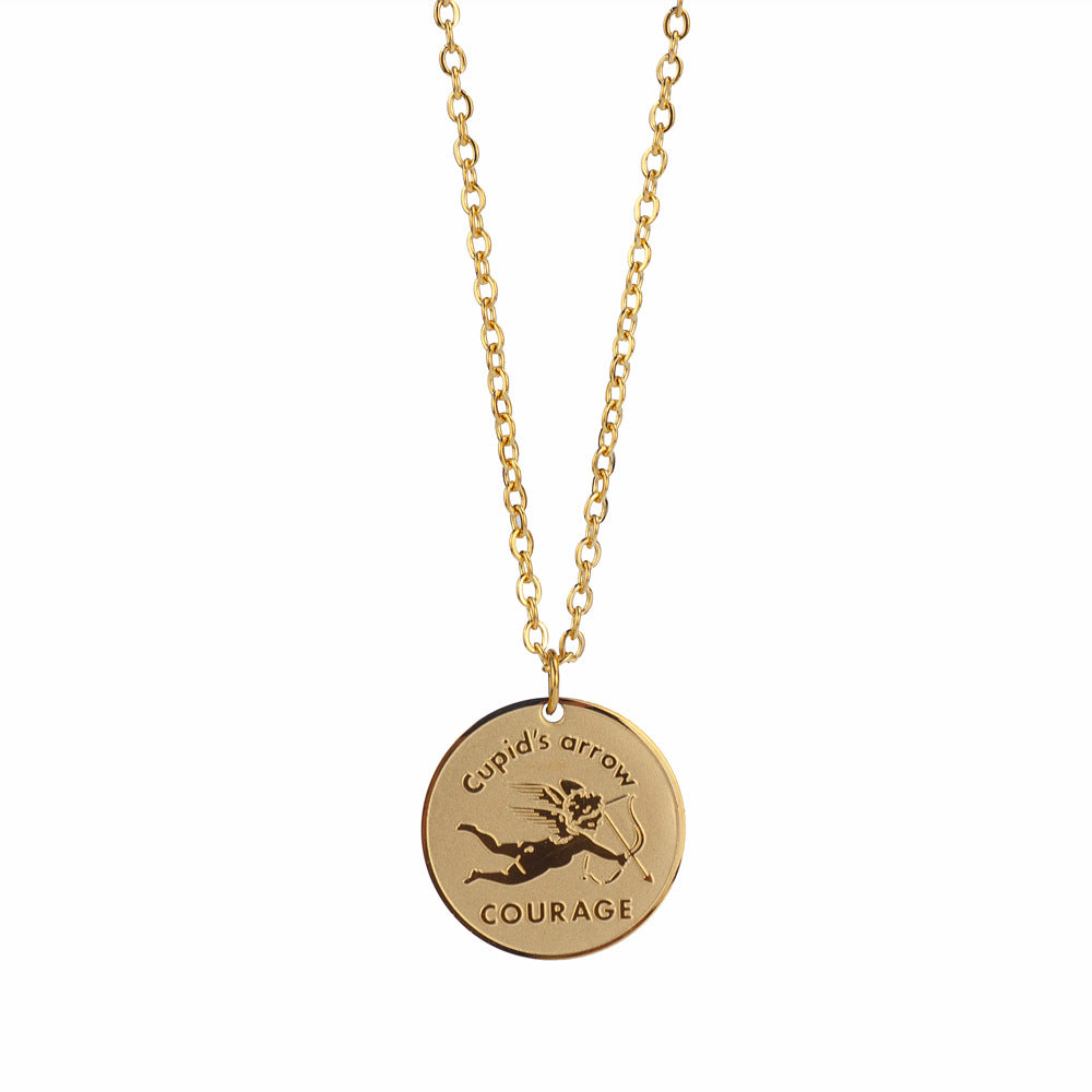 Wholesale Hip-hop Retro Solid Color Stainless Steel Plating Gold Plated Pendant Necklace